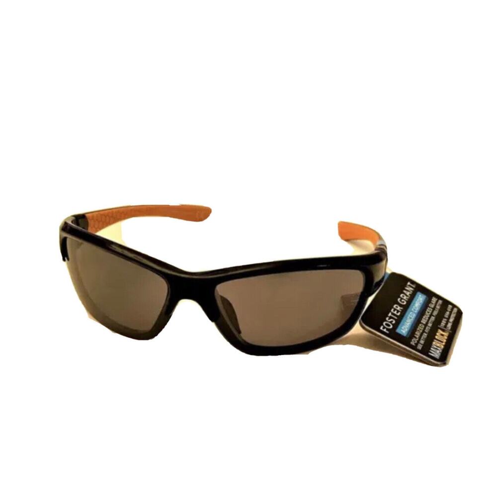 FOSTER GRANT Polarized Sunglasses ADV COM 13 100% UVA-UVB Black / Orange Temples